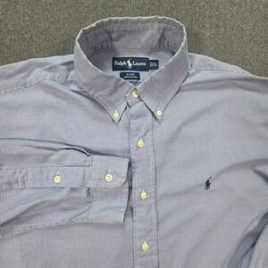 Ralph‎ Lauren Blake 100% Cotton Blue Pony Check Button Down Dress Shirt Sz XL